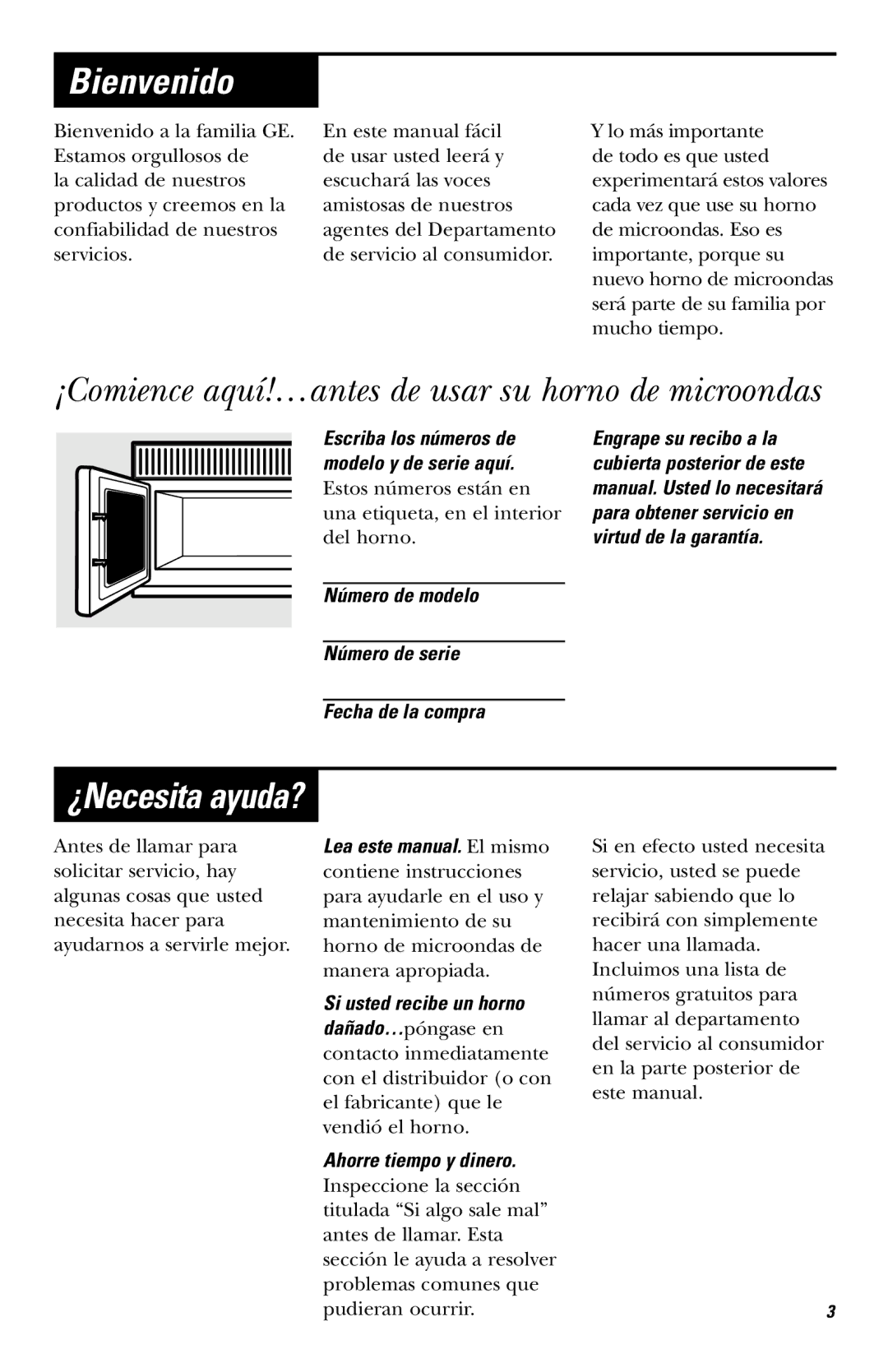 Hotpoint RVM1435 owner manual Bienvenido, ¡Comience aquí!…antes de usar su horno de microondas, ¿Necesita ayuda? 