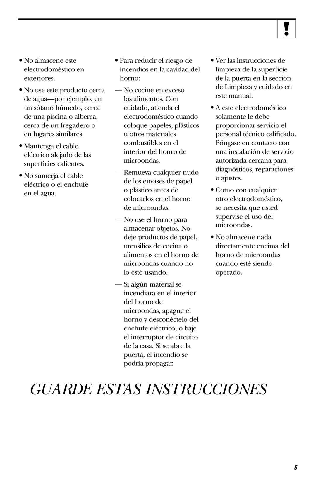 Hotpoint RVM1435 owner manual Guarde Estas Instrucciones 