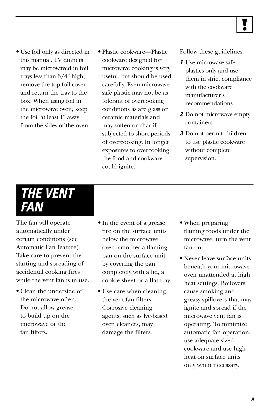 Hotpoint RVM1435 owner manual Vent FAN 