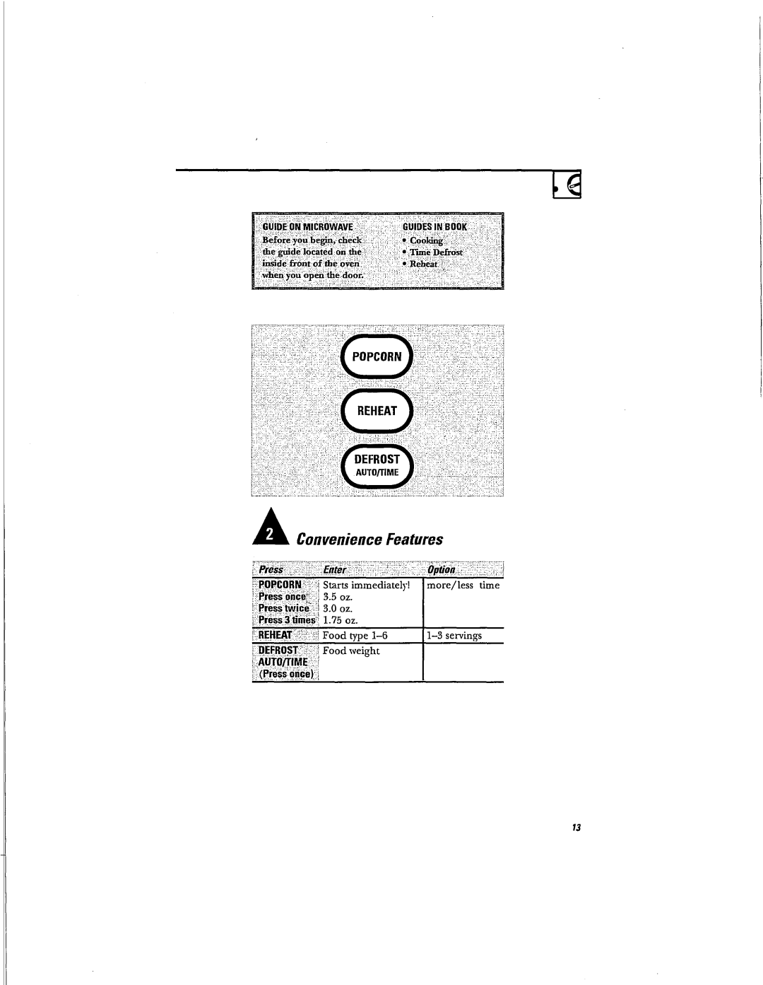 Hotpoint RVM1625 owner manual Convenience Features 