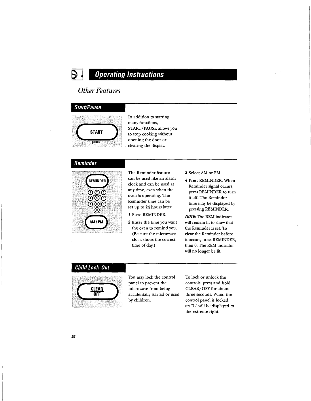 Hotpoint RVM1625 owner manual Other Features 