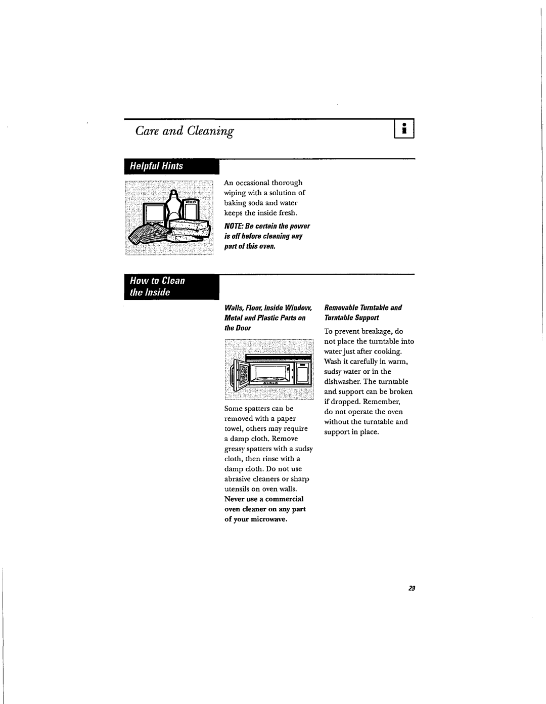 Hotpoint RVM1625 owner manual Care and Cleaning 