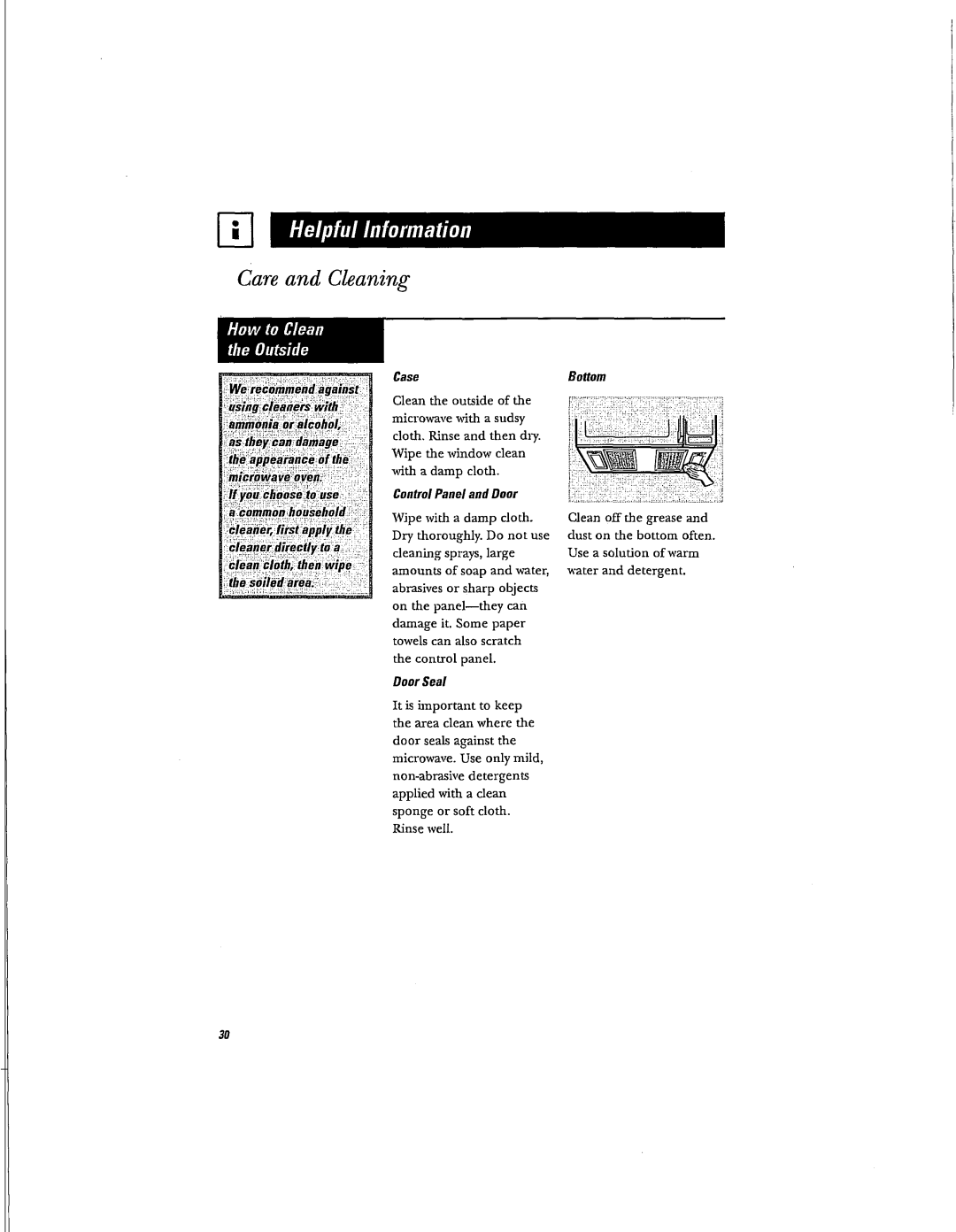 Hotpoint RVM1625 owner manual Control Panel and Door, Door Seal, Bosom 