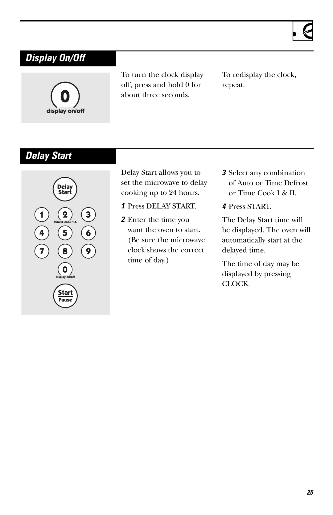 Hotpoint RVM1635 owner manual Display On/Off, Delay Start 