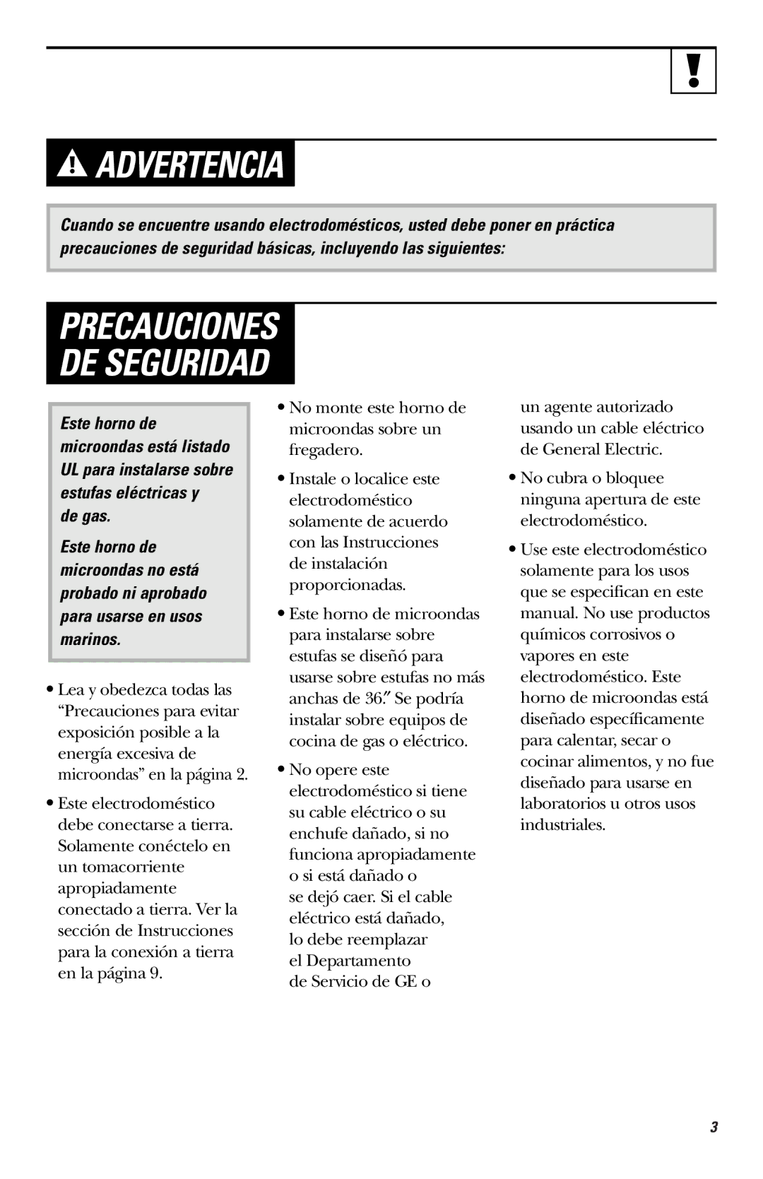 Hotpoint RVM1635 owner manual Advertencia, Precauciones DE Seguridad, De gas 