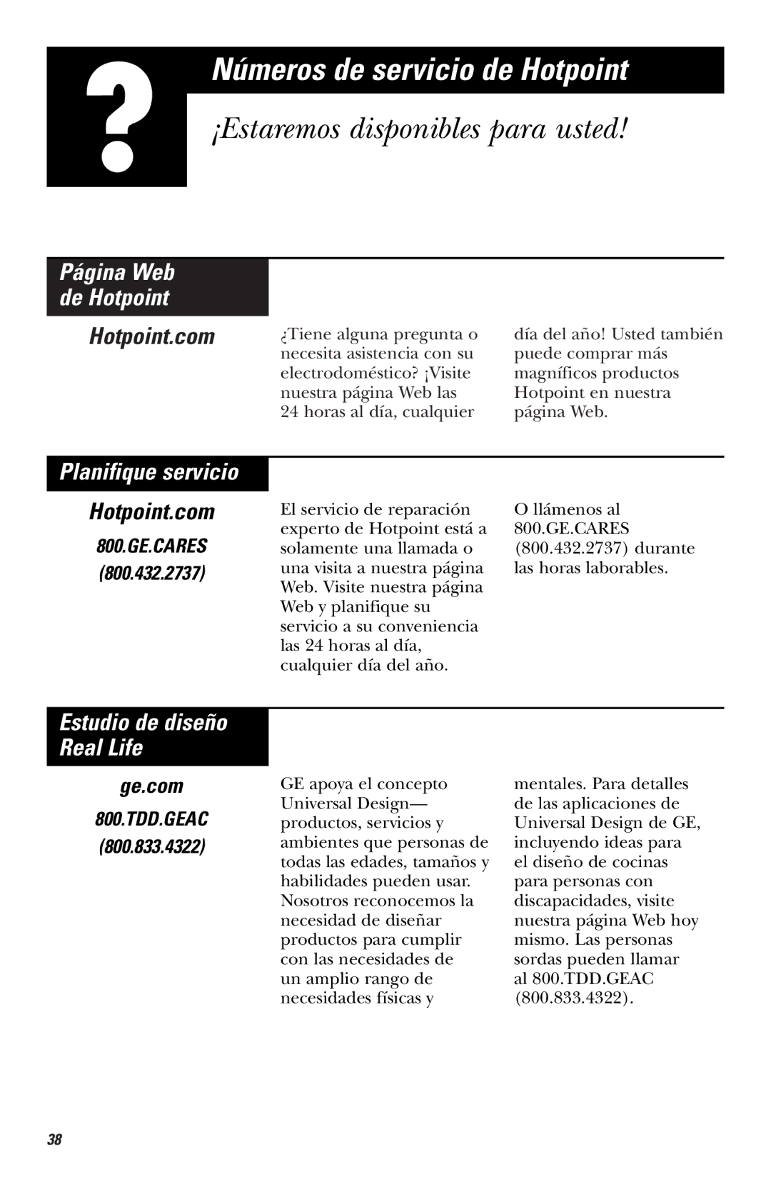 Hotpoint RVM1635 owner manual Números de servicio de Hotpoint, ¡Estaremos disponibles para usted, Planifique servicio 