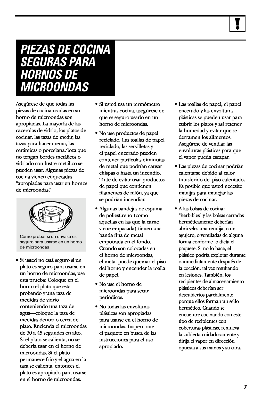 Hotpoint RVM1635 owner manual Piezas De Cocina Seguras Para Hornos De Microondas 