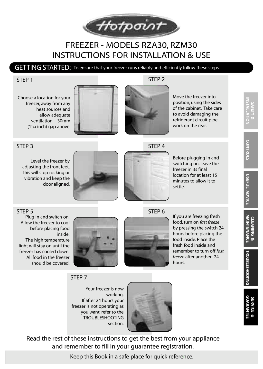 Hotpoint RZA30 manual Getting Started 