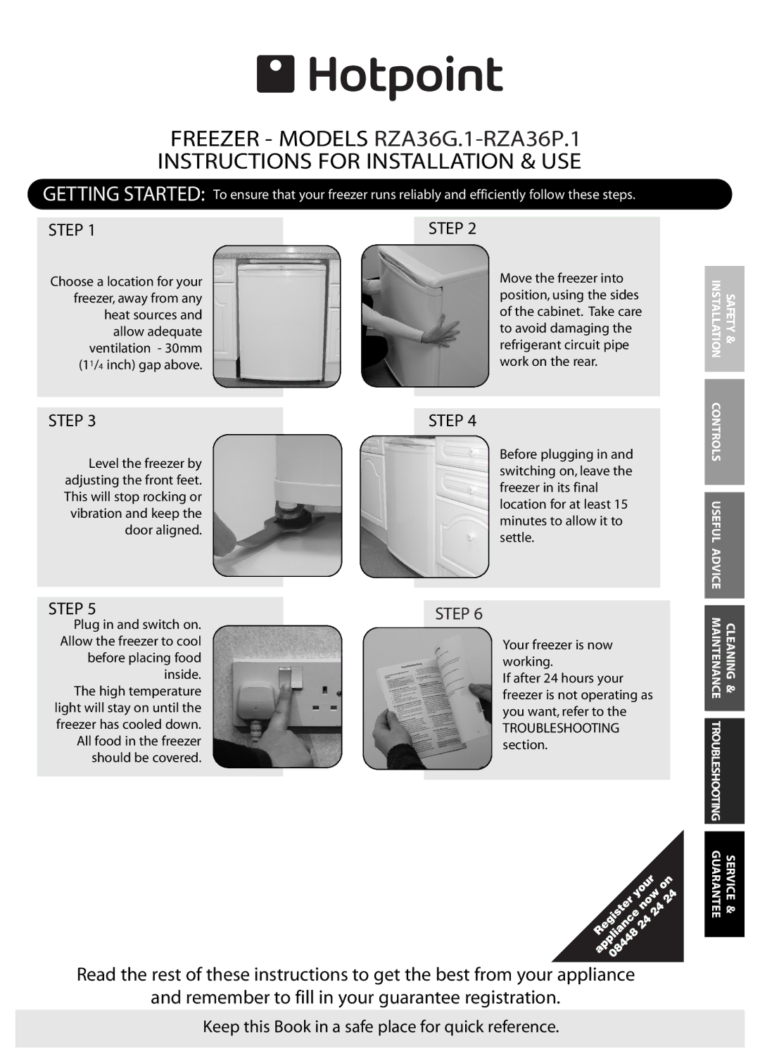 Hotpoint RZA36G.1, RZA36P.1 manual Getting Started 