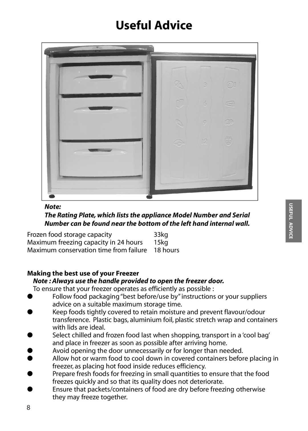 Hotpoint RZA36P.1, RZA36G.1 manual Useful Advice, Making the best use of your Freezer 