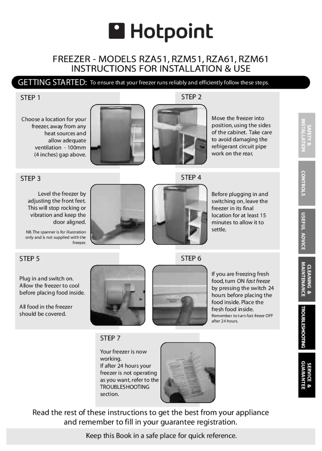 Hotpoint RZM51, RZA51, RZA61, RZM61 manual Getting Started 