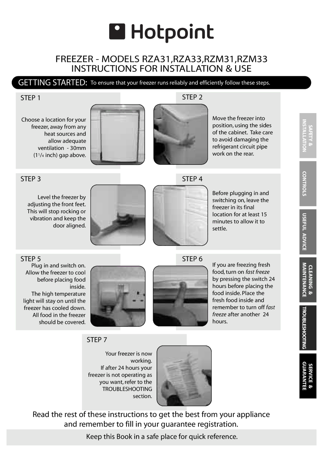 Hotpoint RZA33, RZM33, RZA31, RZM31 manual Getting Started 