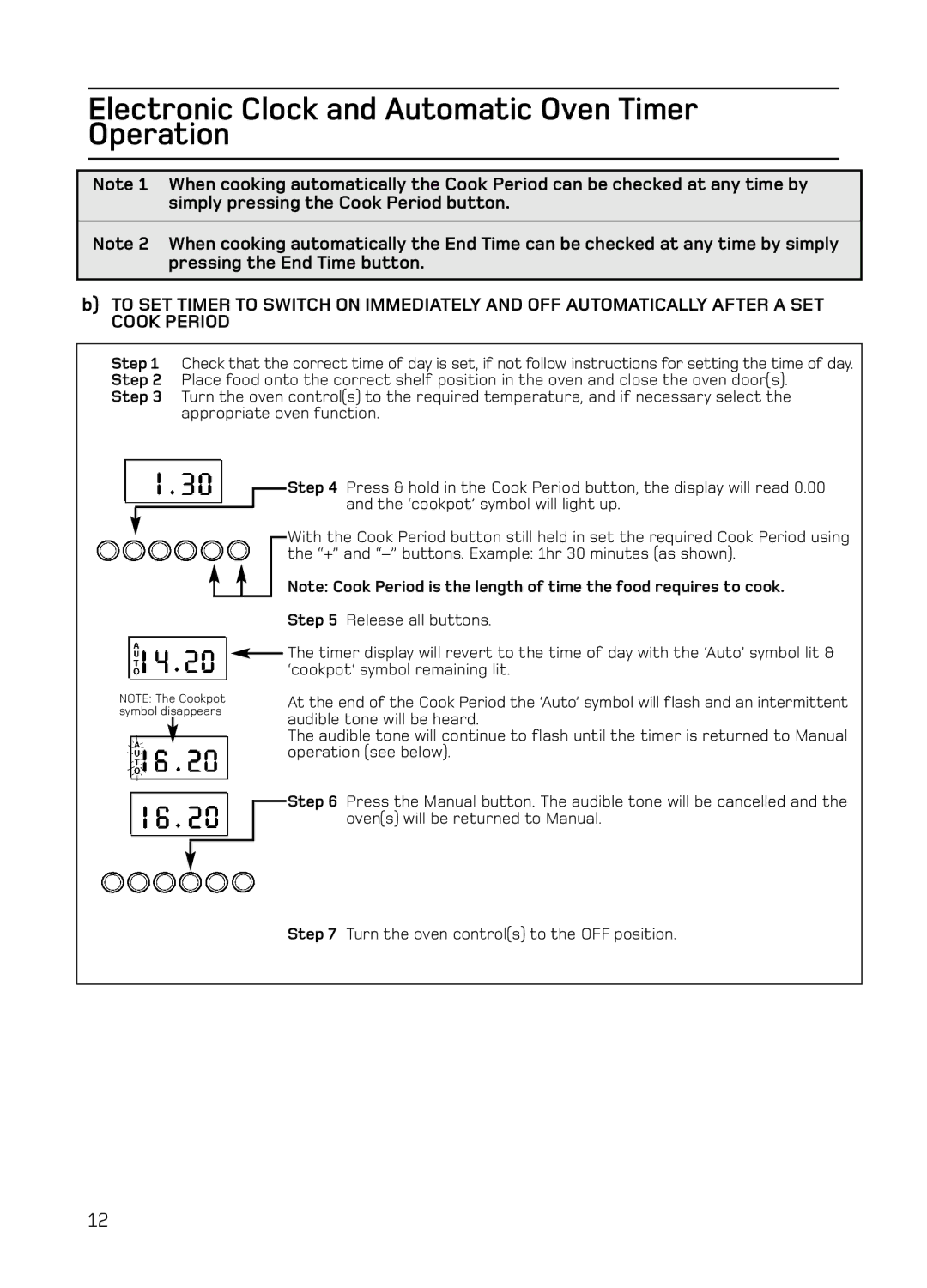 Hotpoint S130E Mk2 manual Electronic Clock and Automatic Oven Timer Operation 