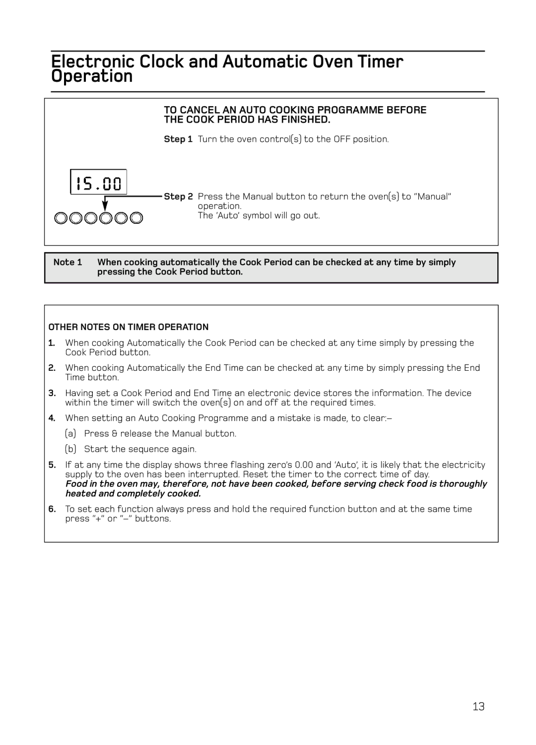 Hotpoint S130E Mk2 manual Other Notes on Timer Operation 