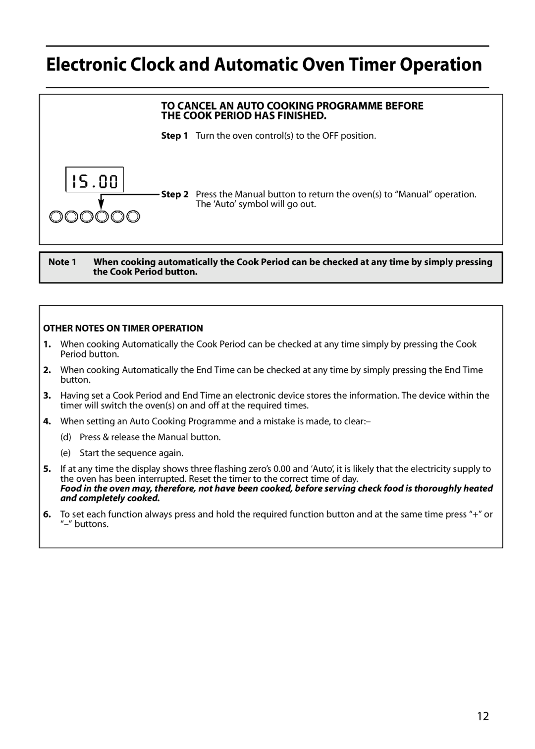 Hotpoint S130E manual Other Notes on Timer Operation 