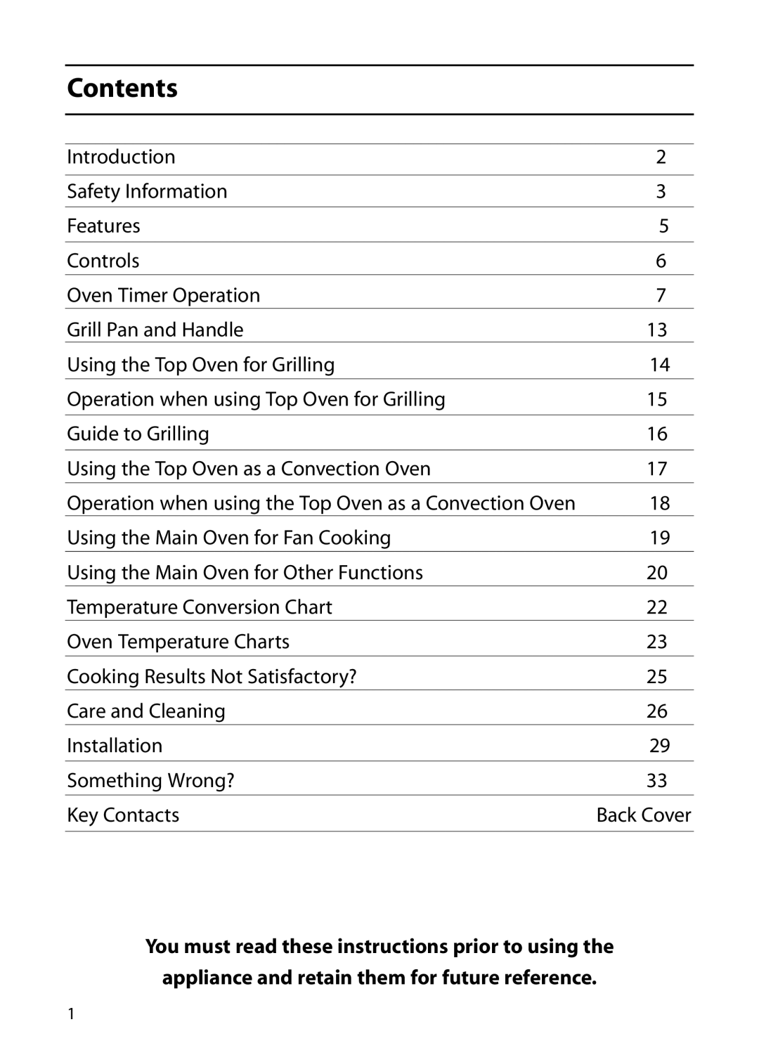 Hotpoint S130E manual Contents 