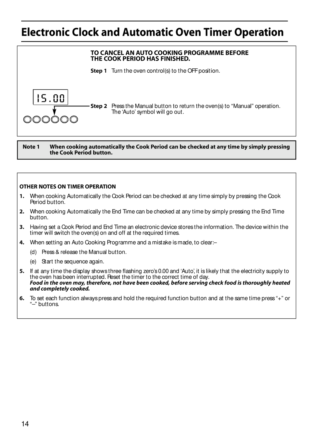 Hotpoint S150E manual Other Notes on Timer Operation 