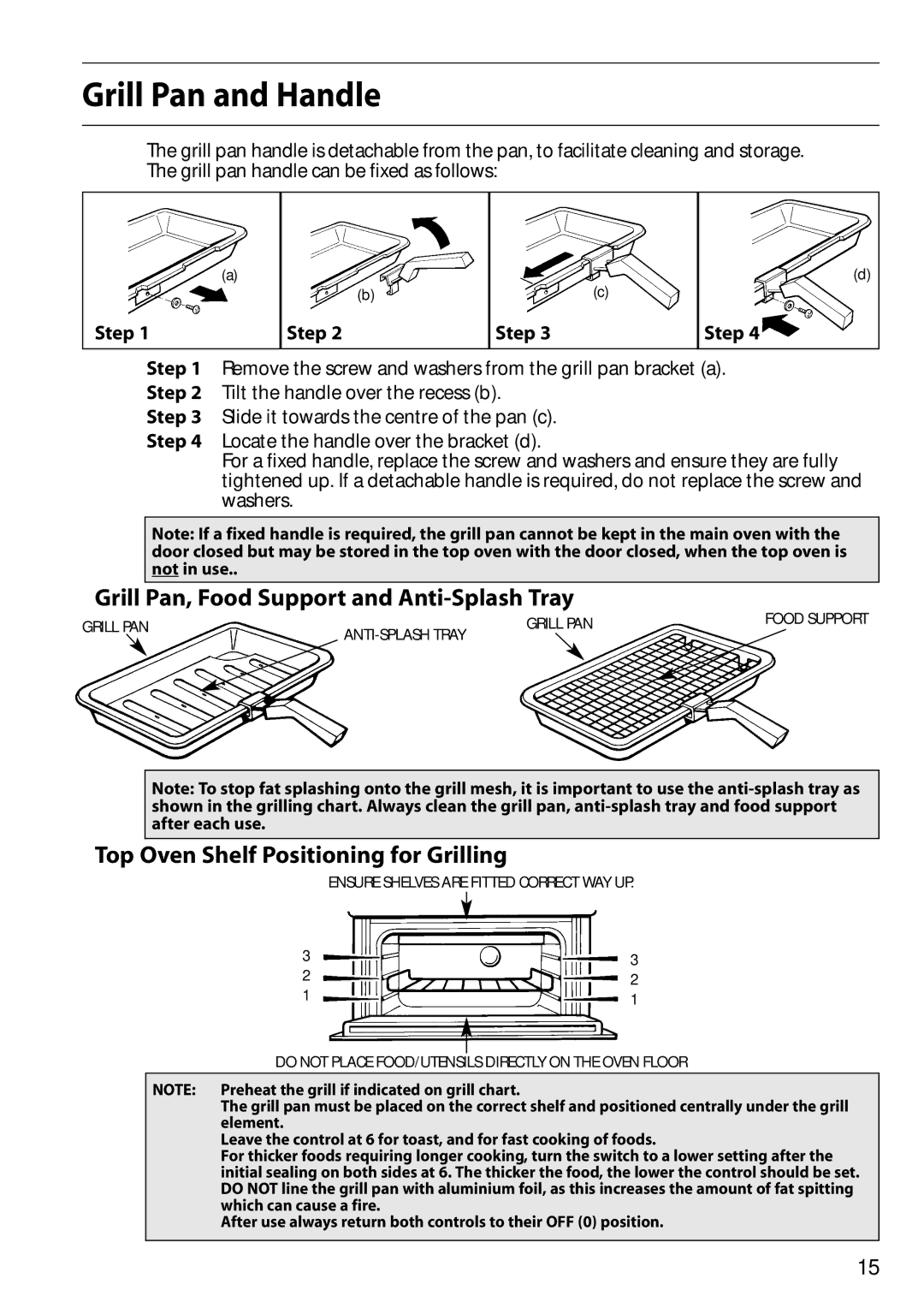 Hotpoint S150E manual Grill Pan and Handle, Step 