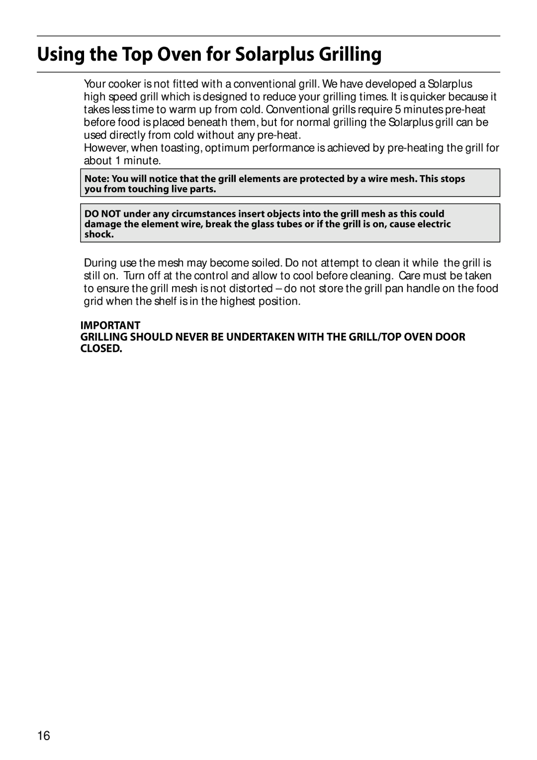 Hotpoint S150E manual Using the Top Oven for Solarplus Grilling 