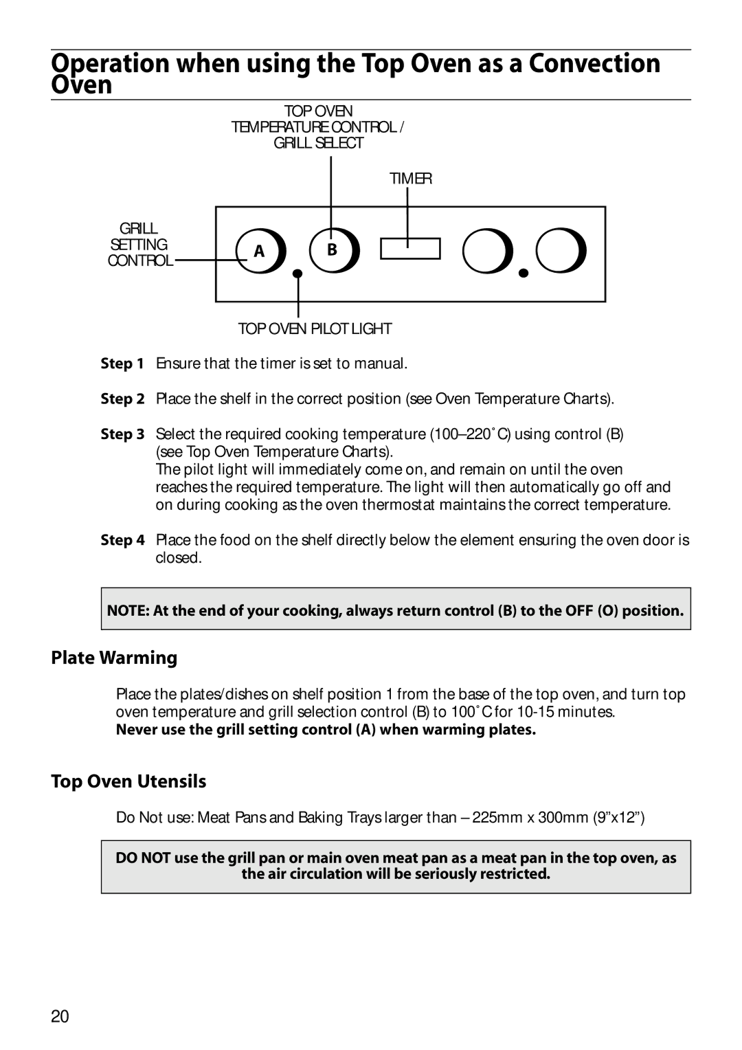 Hotpoint S150E manual Operation when using the Top Oven as a Convection Oven 