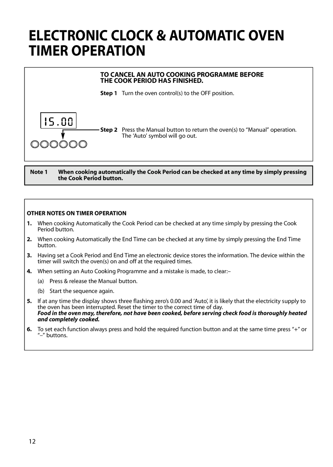 Hotpoint S230G DY230G manual Other Notes on Timer Operation 