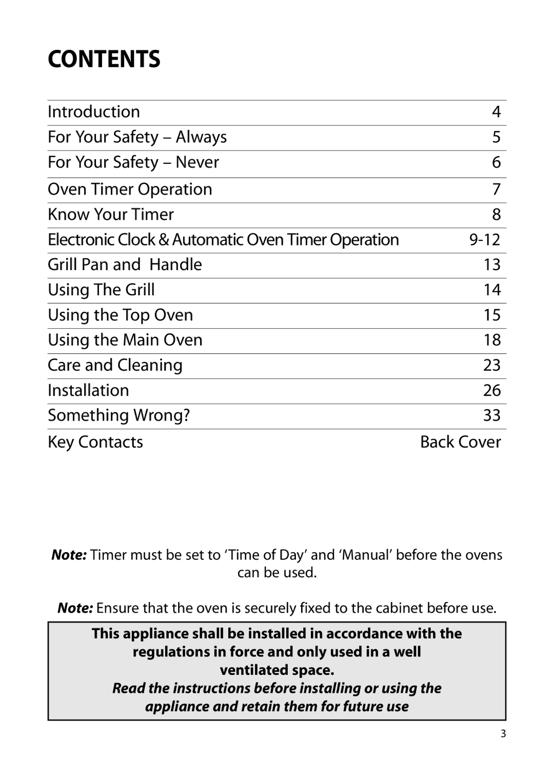 Hotpoint S230G DY230G manual Contents 