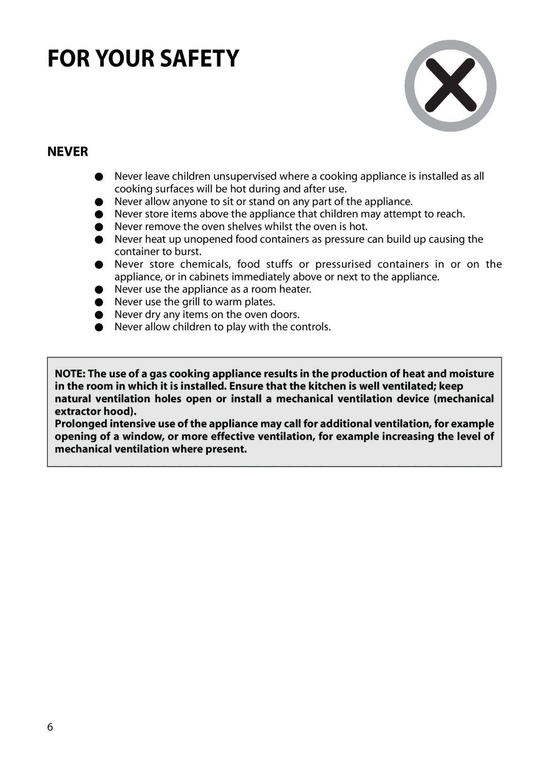 Hotpoint S230G DY230G manual Never 