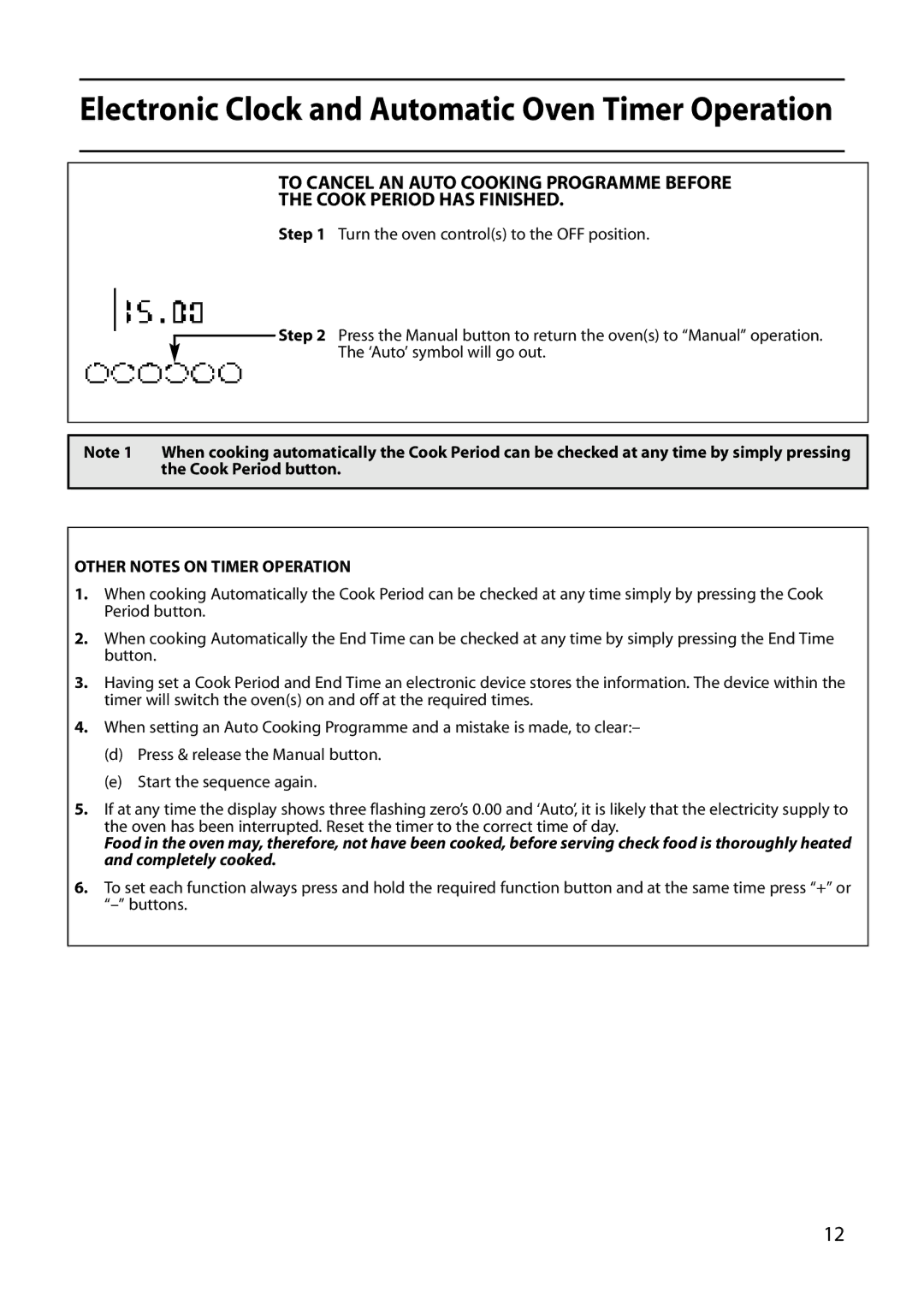 Hotpoint S420E manual Other Notes on Timer Operation 