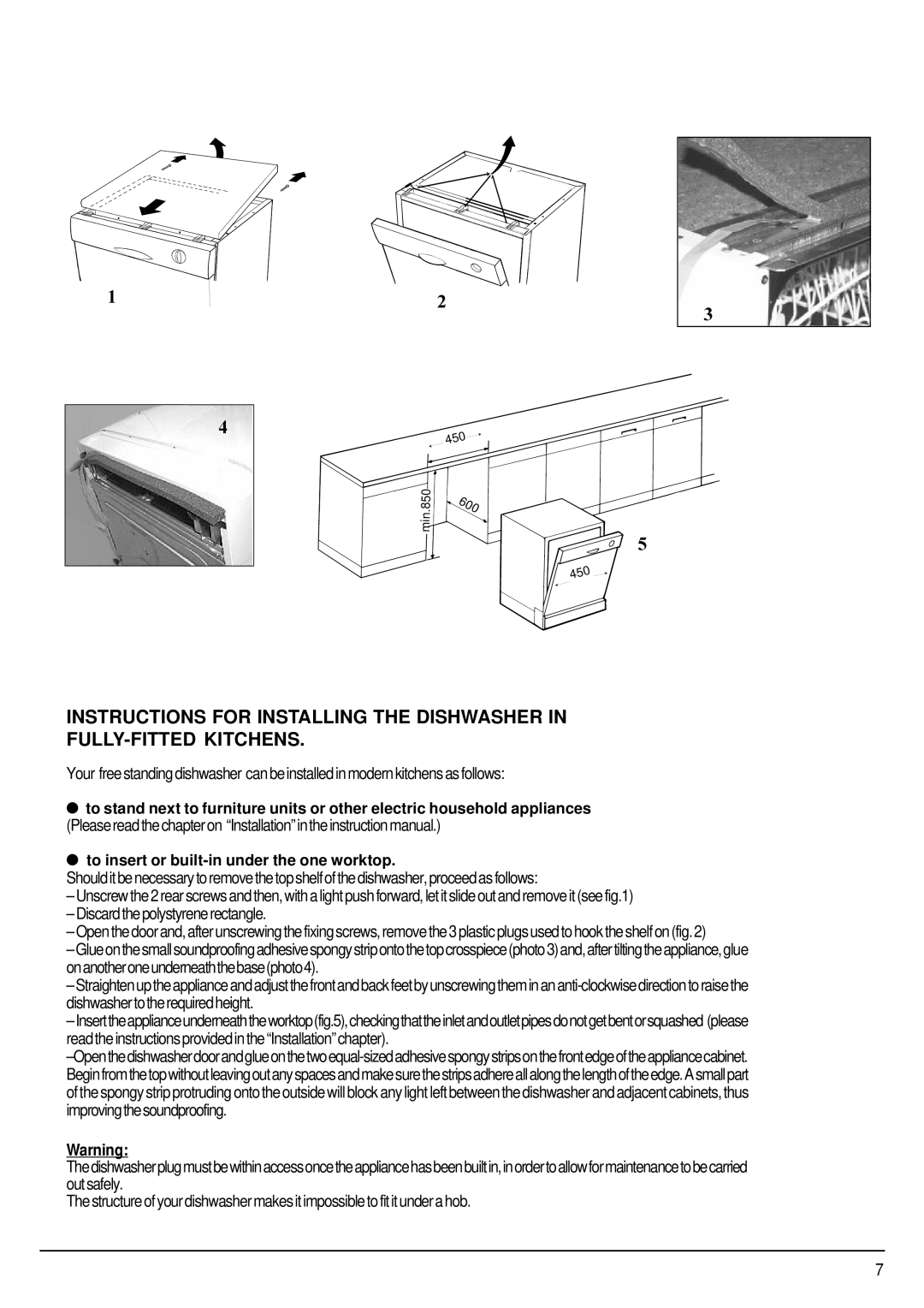 Hotpoint SDW85, SDW80 manual 600 