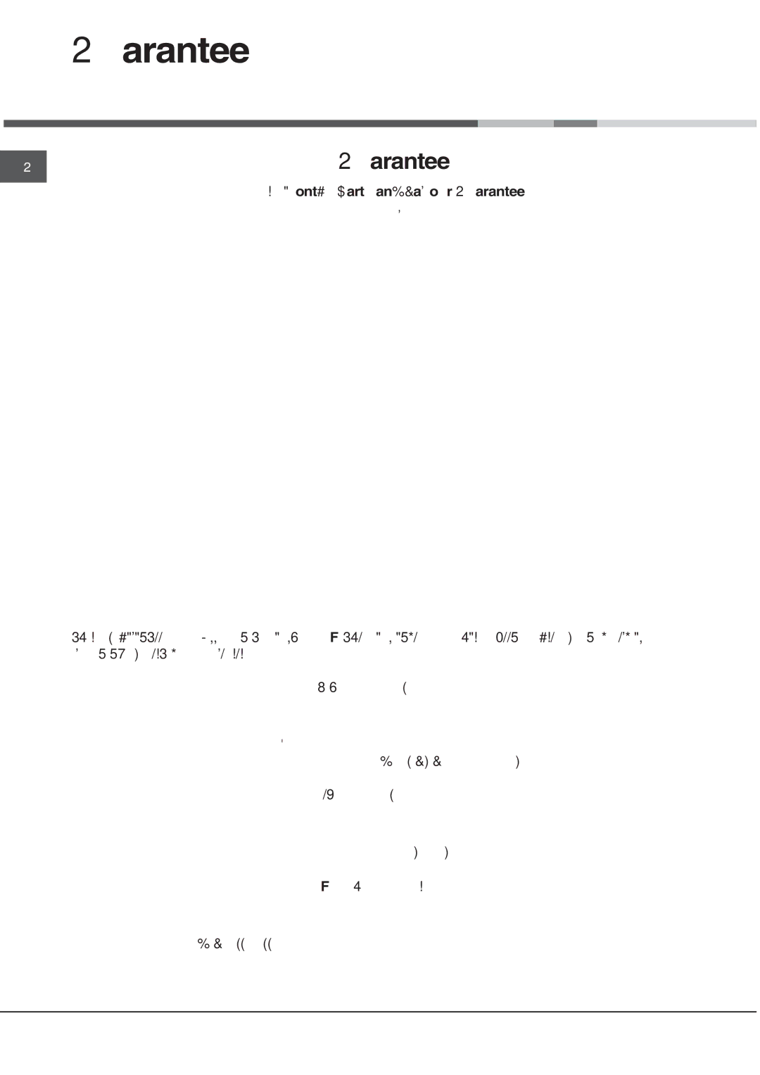 Hotpoint SE1032X operating instructions GBGuarantee 