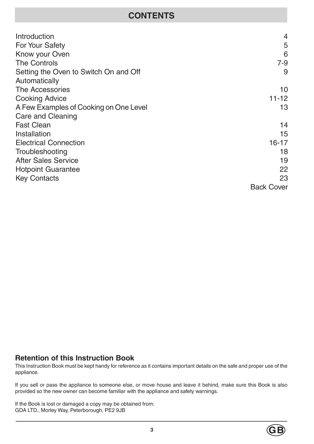 Hotpoint ST98, SC98, SD98 manual Contents 