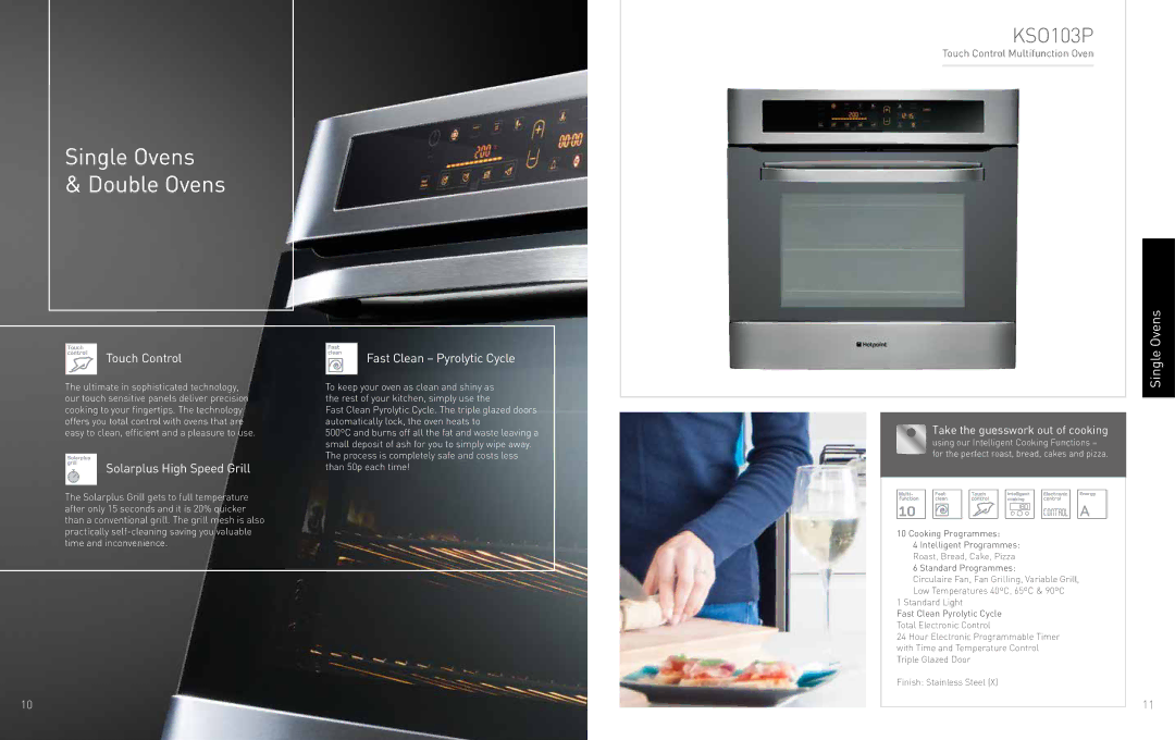 Hotpoint Studio Collection KSO103P, Single Ovens, Take the guesswork out of cooking, Touch Control Multifunction Oven 