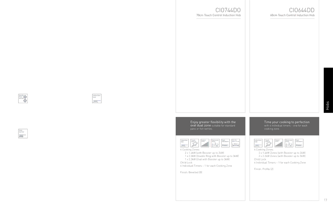 Hotpoint 18M/07.12/A/P962, Studio Collection manual CIO744DO, CIO644DD, Hobs, Time your cooking to perfection 