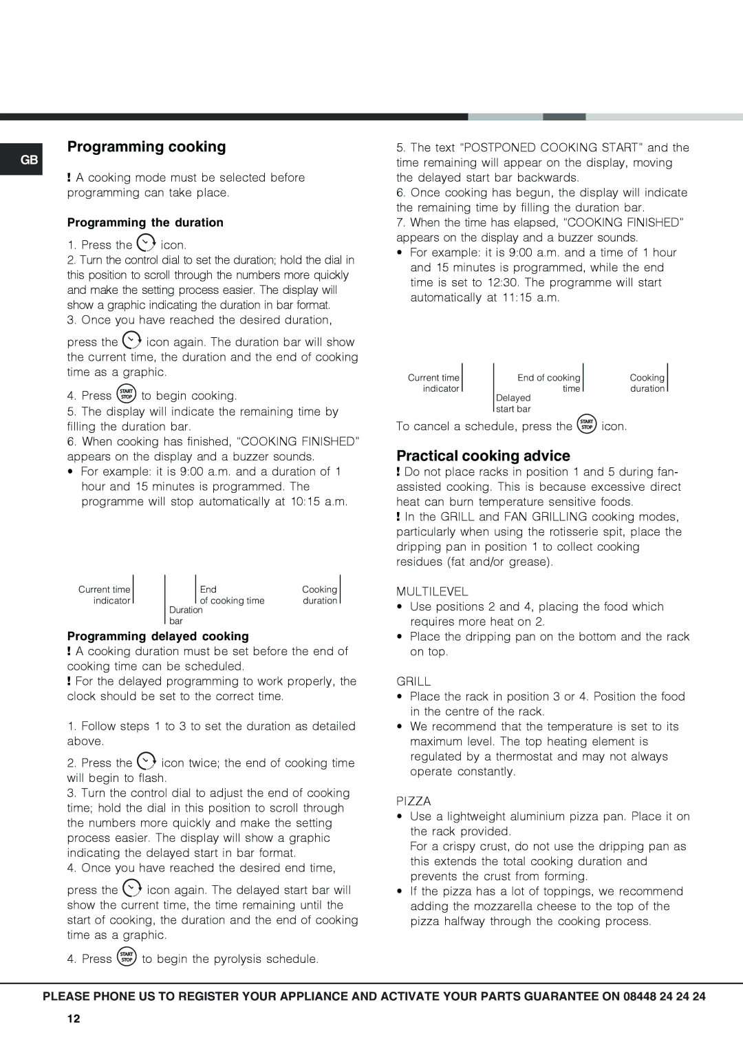 Hotpoint SX 1049L CX, SX 1049Q CX manual Programming cooking, Practical cooking advice 