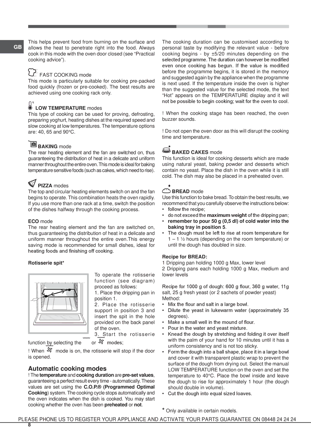 Hotpoint SX 896L PX S manual Automatic cooking modes 