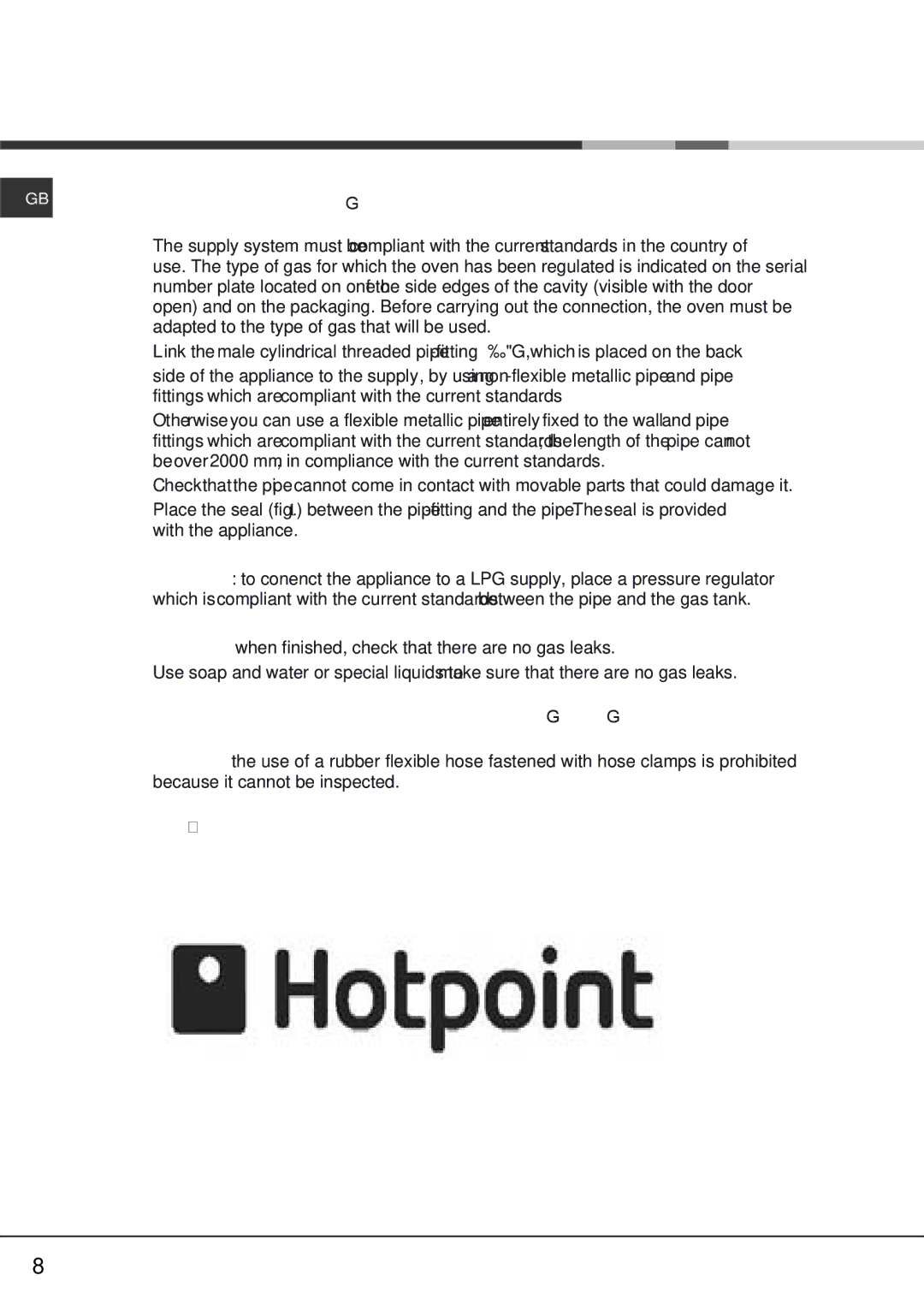 Hotpoint SY23 manual Do not USE Open Flames When Searching for GAS Leaks 