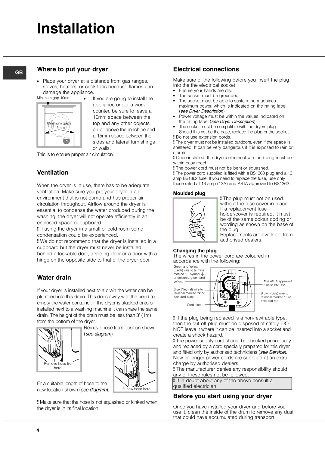 Hotpoint TCAL manual Installation 