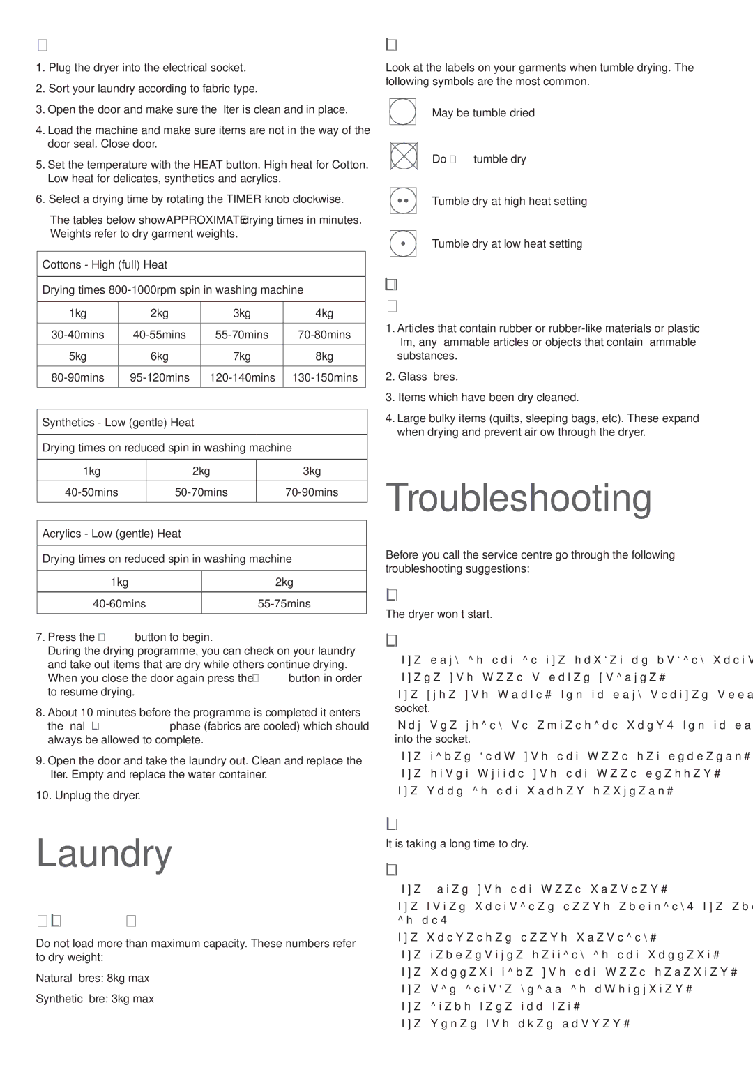 Hotpoint TCEM 80C, TCFM 80C, TCYM 80C manual Troubleshooting, Laundry 