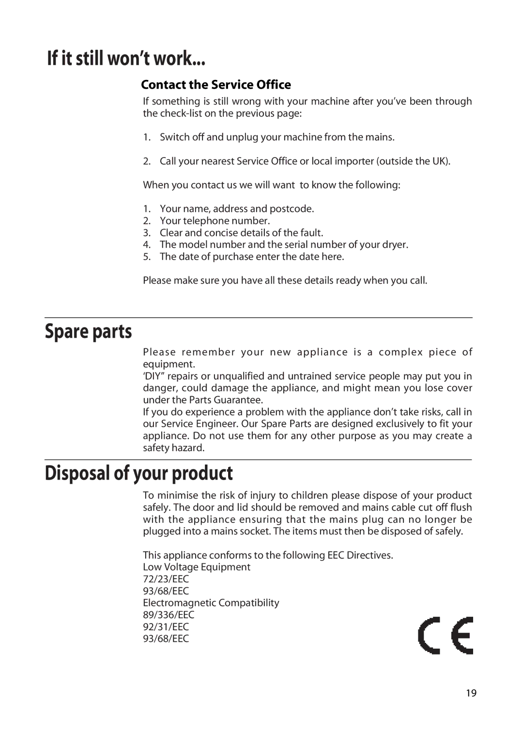 Hotpoint TFA34 manual If it still won’t work 