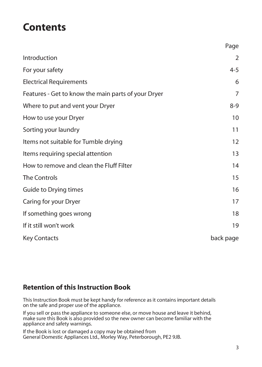 Hotpoint TFA34 manual Contents 