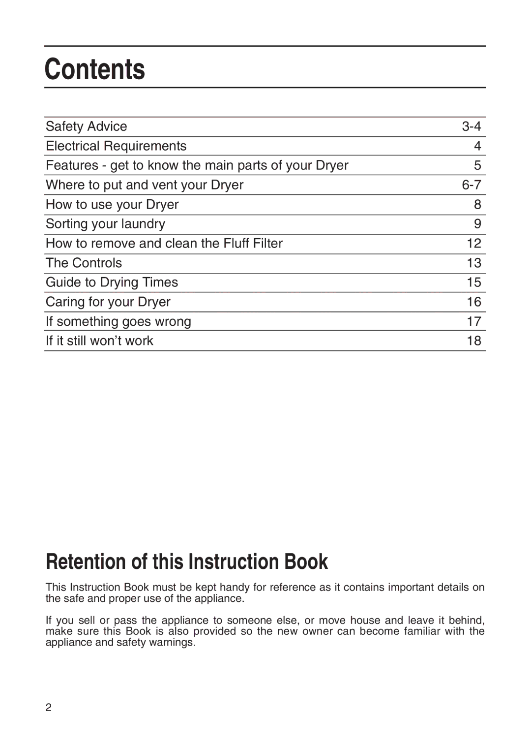 Hotpoint TL64 manual Contents 