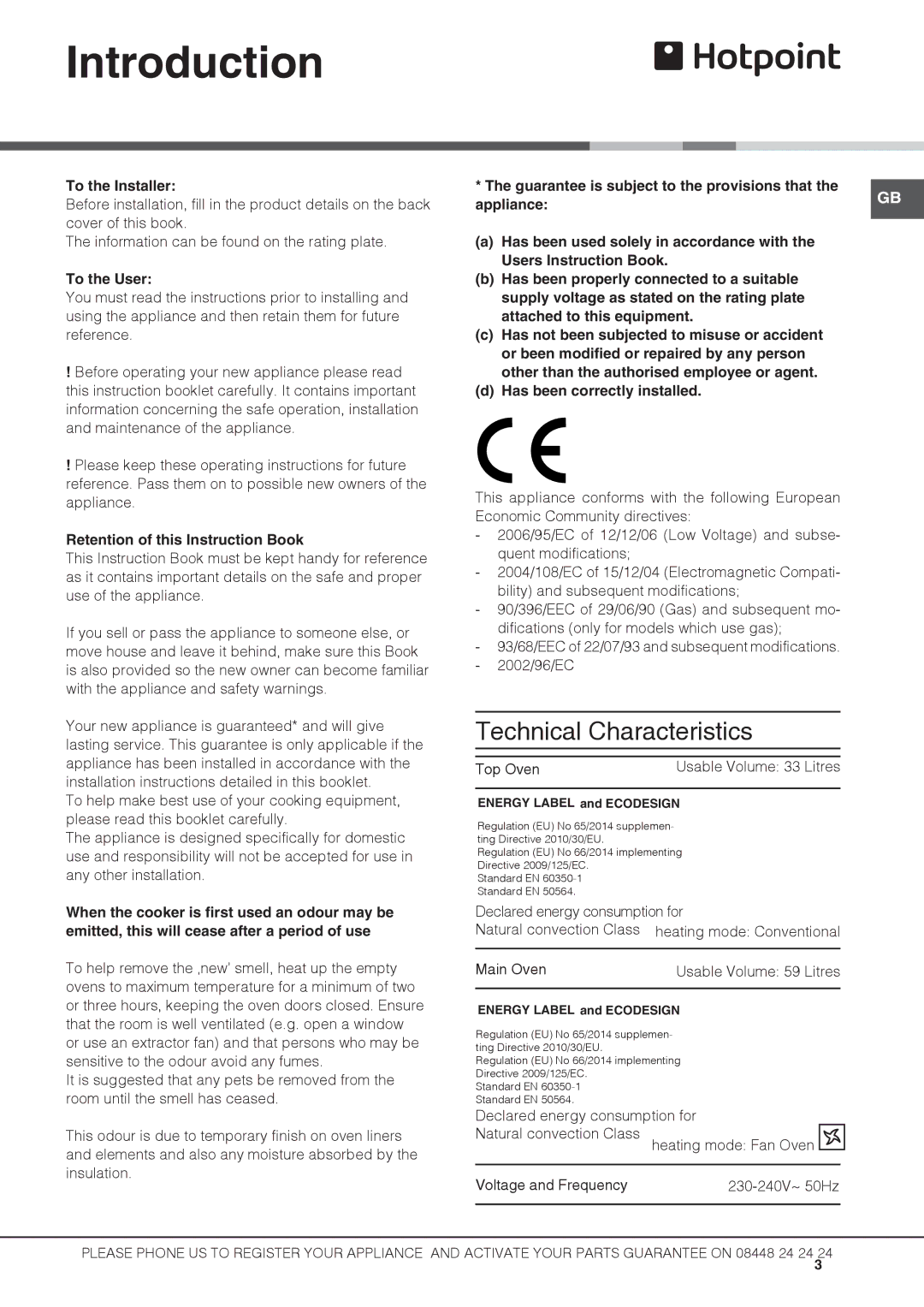 Hotpoint UBS 537 CX S manual Introduction, To the Installer, To the User, Retention of this Instruction Book 