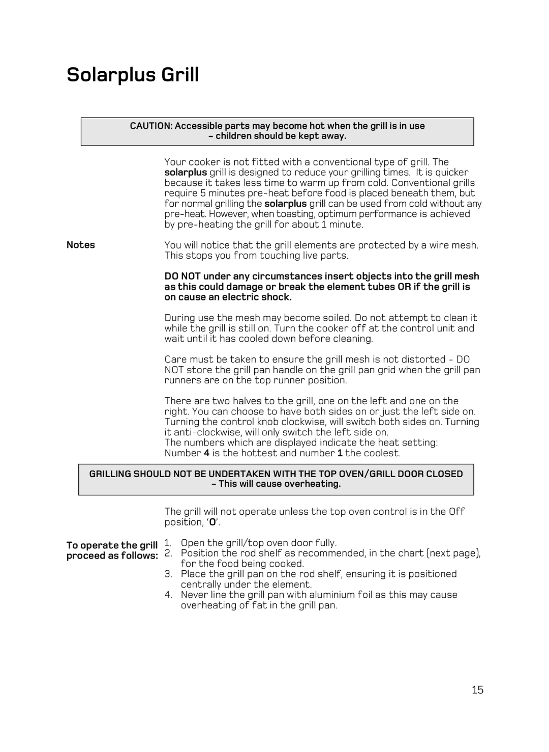 Hotpoint UE89X1 UQ89I manual Solarplus Grill, On cause an electric shock 