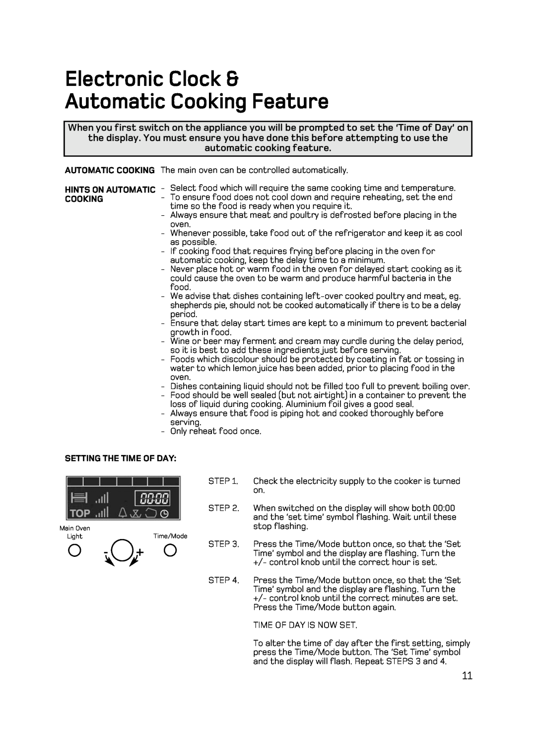 Hotpoint UE89X1 UQ89I manual Electronic Clock & Automatic Cooking Feature, automatic cooking feature 