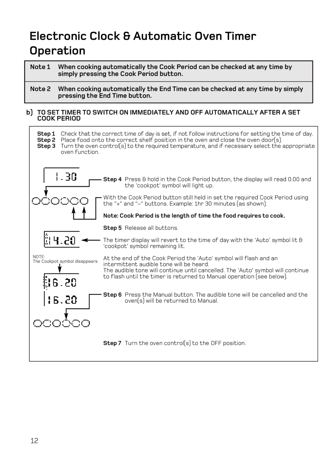 Hotpoint UQ47, UE47 manual Cookpot symbol disappears 