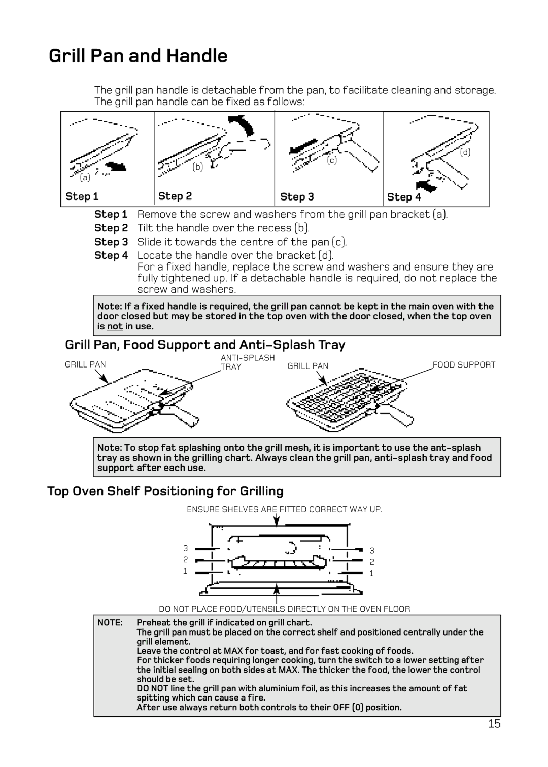 Hotpoint UE47, UQ47 manual Grill Pan and Handle, Step 