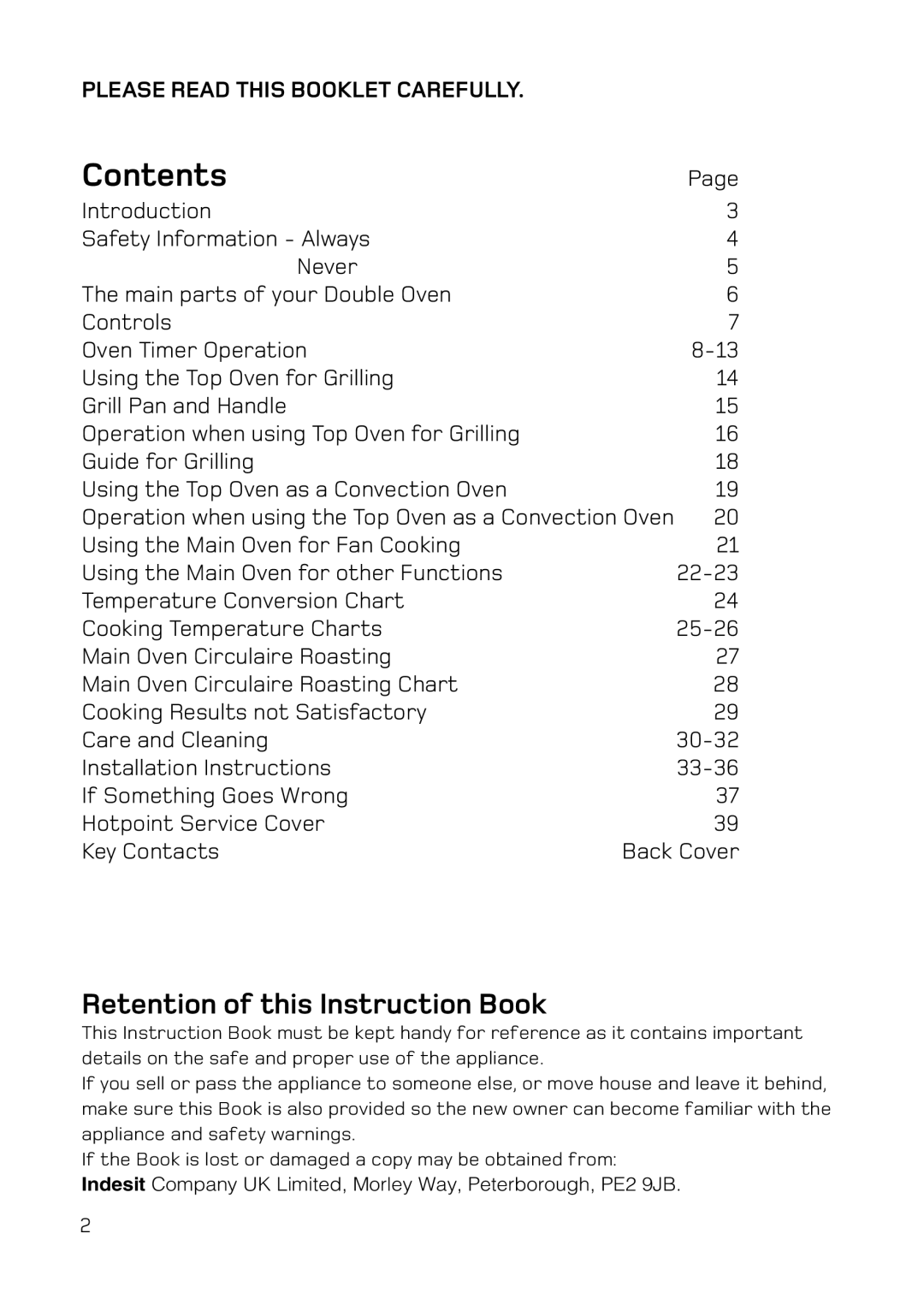 Hotpoint UQ47, UE47 manual Contents 