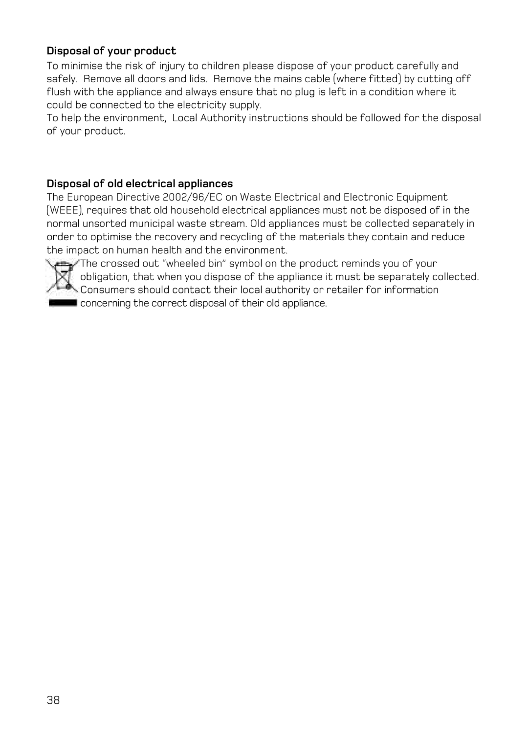 Hotpoint UQ47, UE47 manual Disposal of your product, Disposal of old electrical appliances 