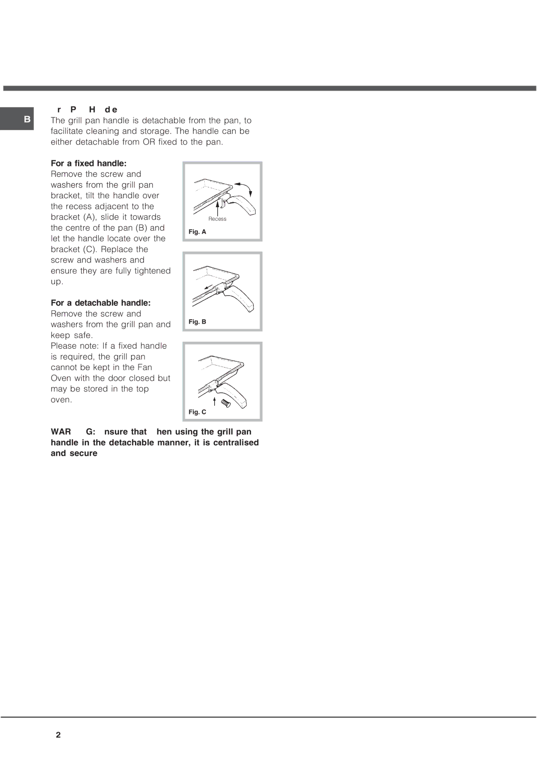 Hotpoint UQ891 manual Fig. a 