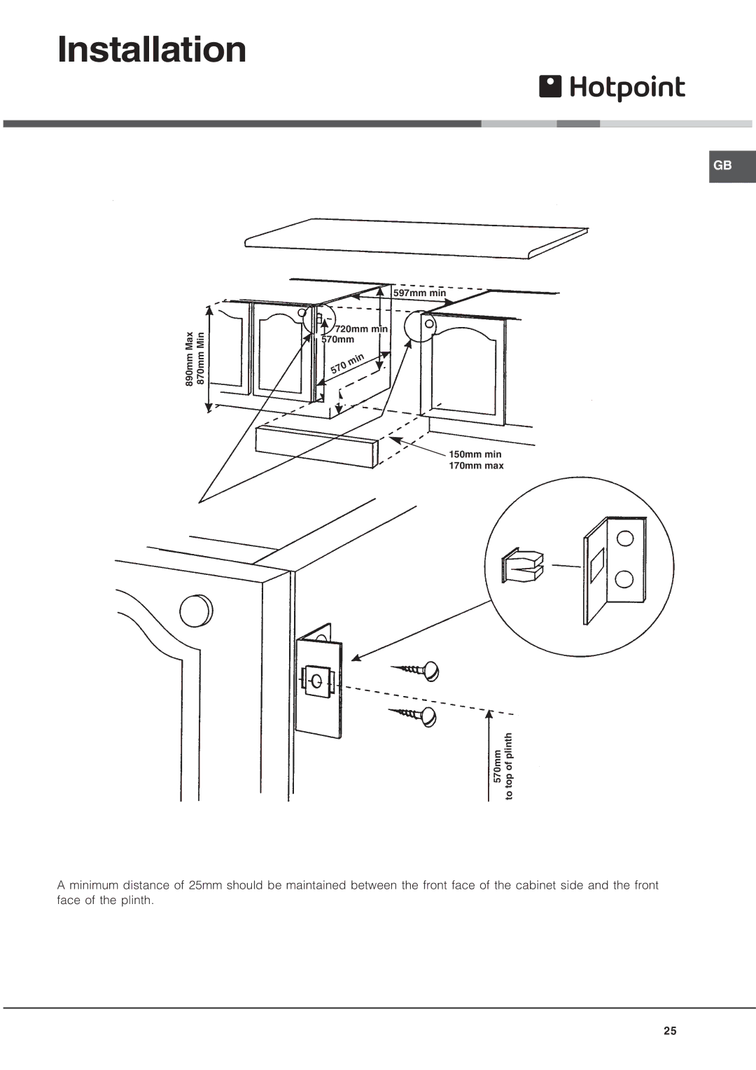 Hotpoint UQ891 manual Top 